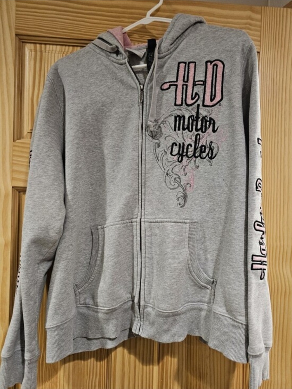 Harley-Davidson Girls' Gray & Pink HD Motorcycles Zip Hoodie Size 2W - Picture 4 of 12